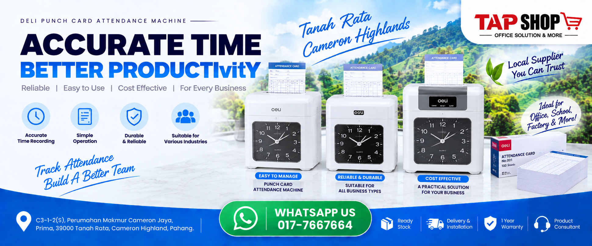 Digital electronic punch card time recorder attendance machines on display at TAP SHOP showroom in Tanah Rata Cameron Highlands