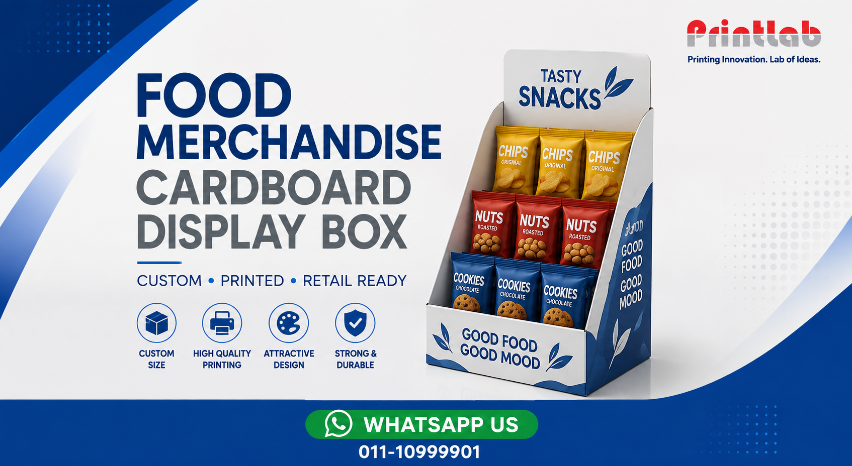 Custom Food Merchandise Cardboard Display Box Manufactured by Printlab Marketing Ara Damansara Petaling Jaya
