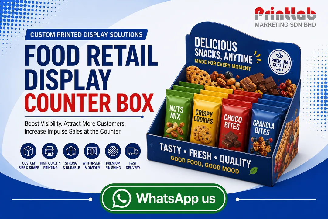 Custom printed Cardboard Counter Top Display Boxes manufactured by Printlab Marketing Sdn Bhd in Ara Damansara Petaling Jaya.