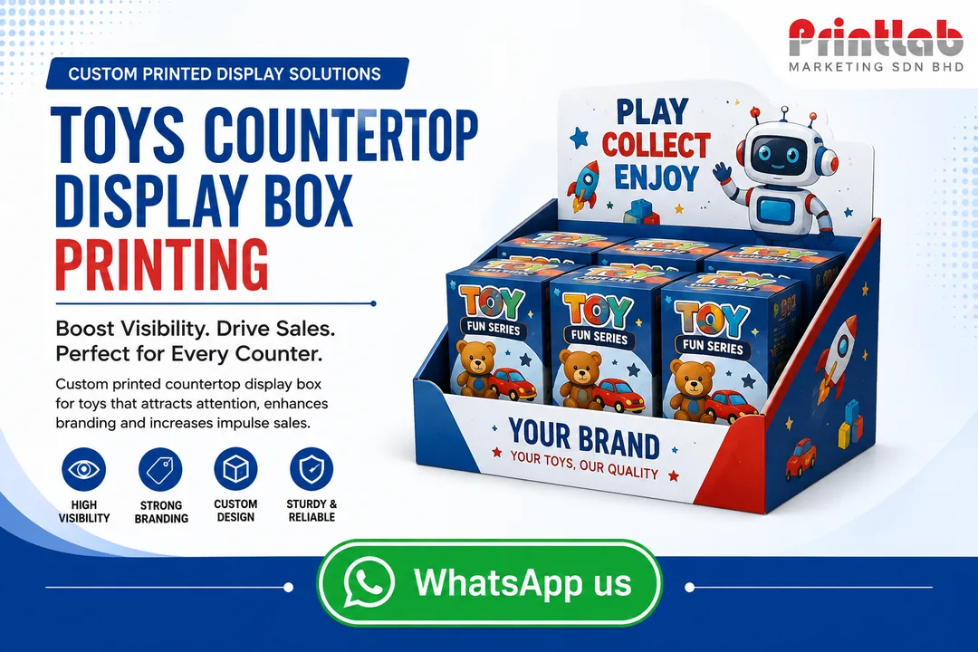 Custom printed corrugated Toys Countertop Display Box manufactured by Printlab Marketing Sdn Bhd in Ara Damansara Petaling Jaya.