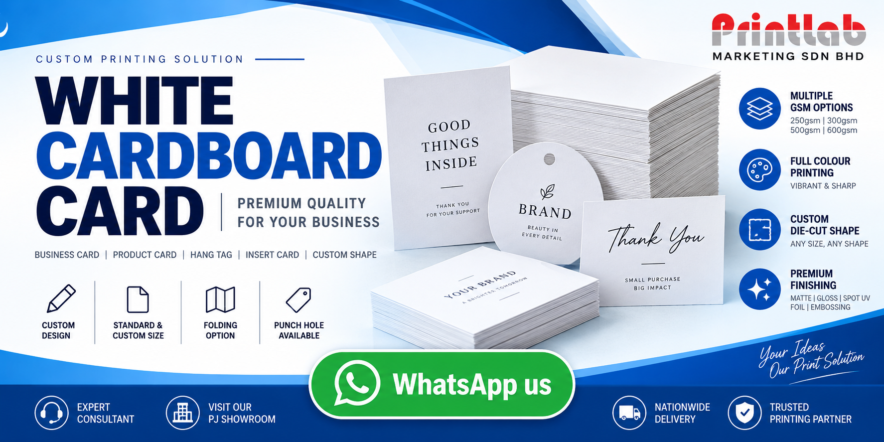 Custom printed White Cardboard Display Box manufactured by Printlab Marketing Sdn Bhd in Ara Damansara Petaling Jaya.
