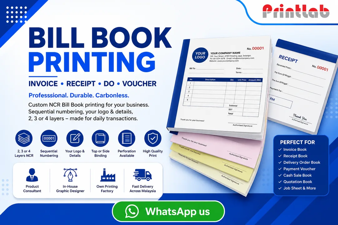 Custom NCR Carbonless Bill Book Printing Showcase Printlab Marketing Ara Damansara Petaling Jaya