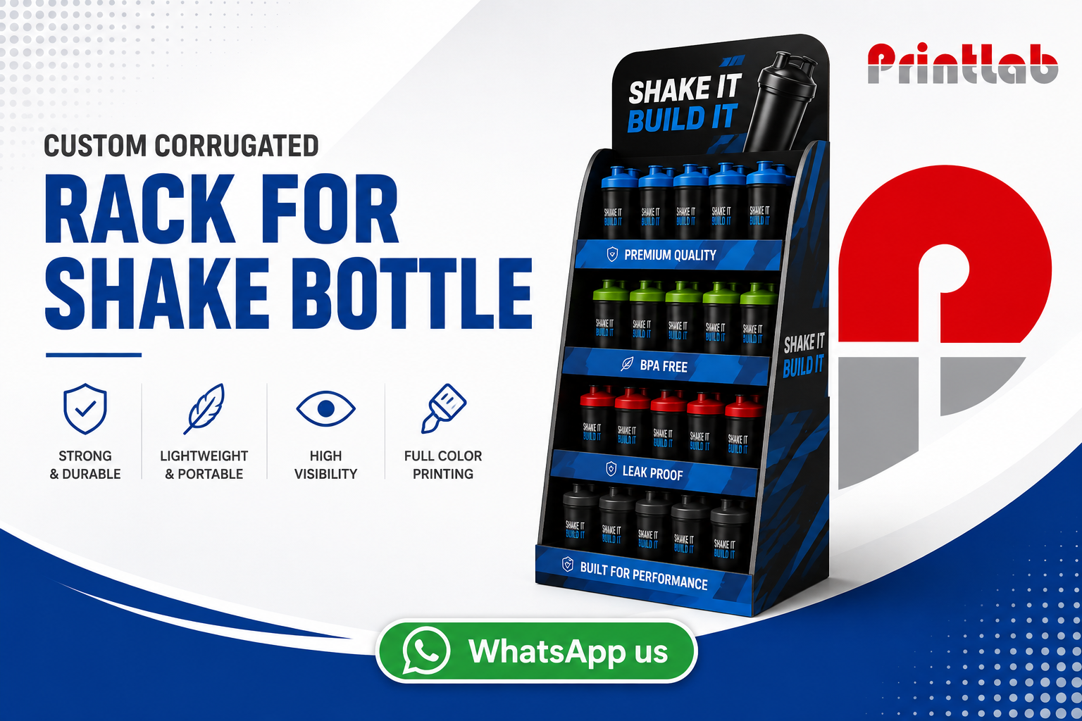 Custom Corrugated Rack for Shake Bottle Manufactured by Printlab Marketing Ara Damansara Petaling Jaya