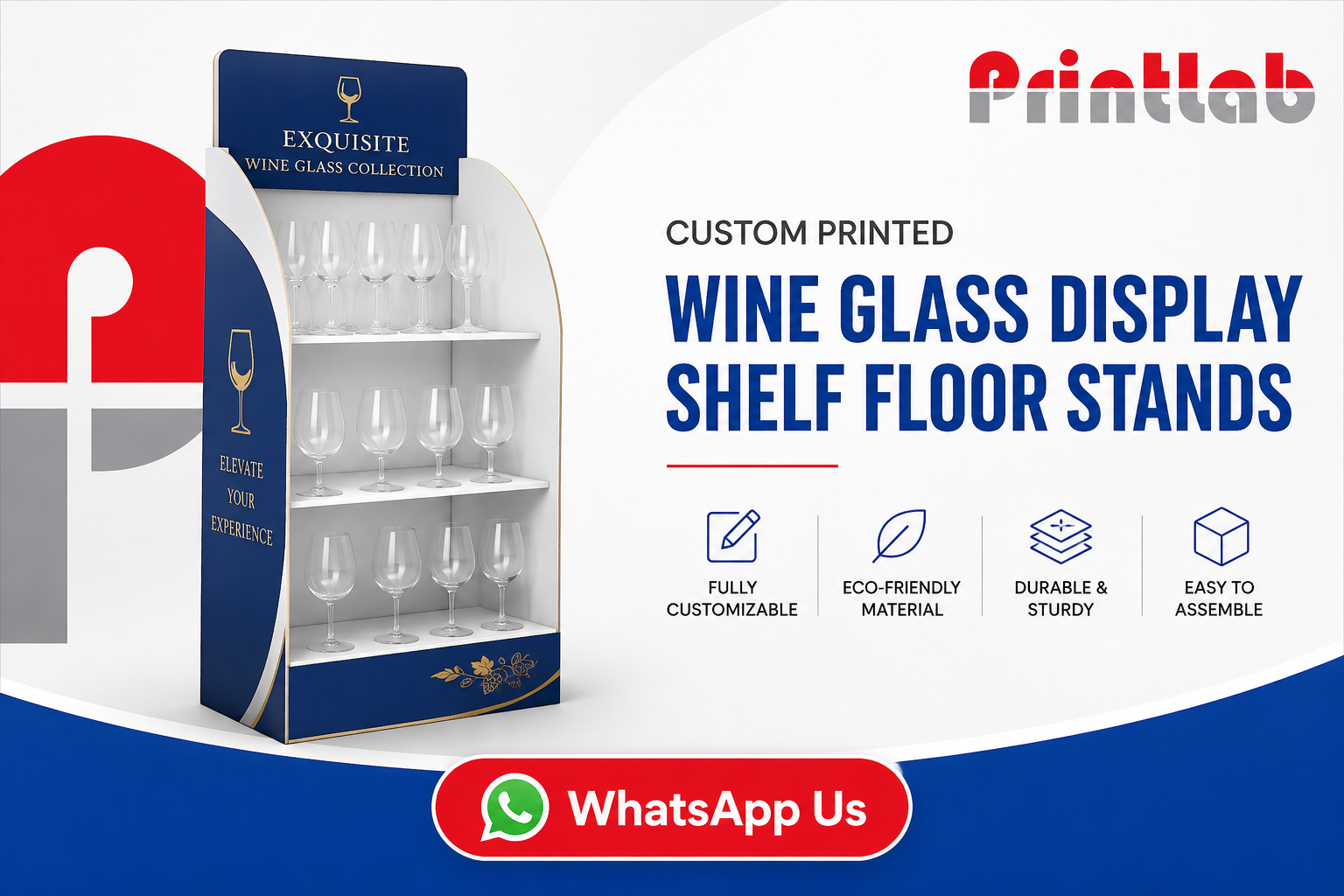 Custom Wine Glass Display Shelf Floor Stand Manufactured by Printlab Marketing Ara Damansara Petaling Jaya