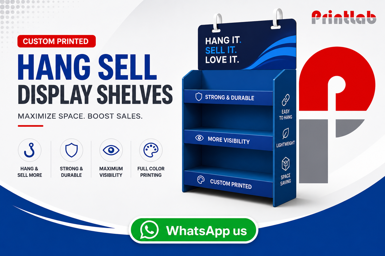 Custom Hang Sell Display Shelves Manufactured by Printlab Marketing Ara Damansara Petaling Jaya