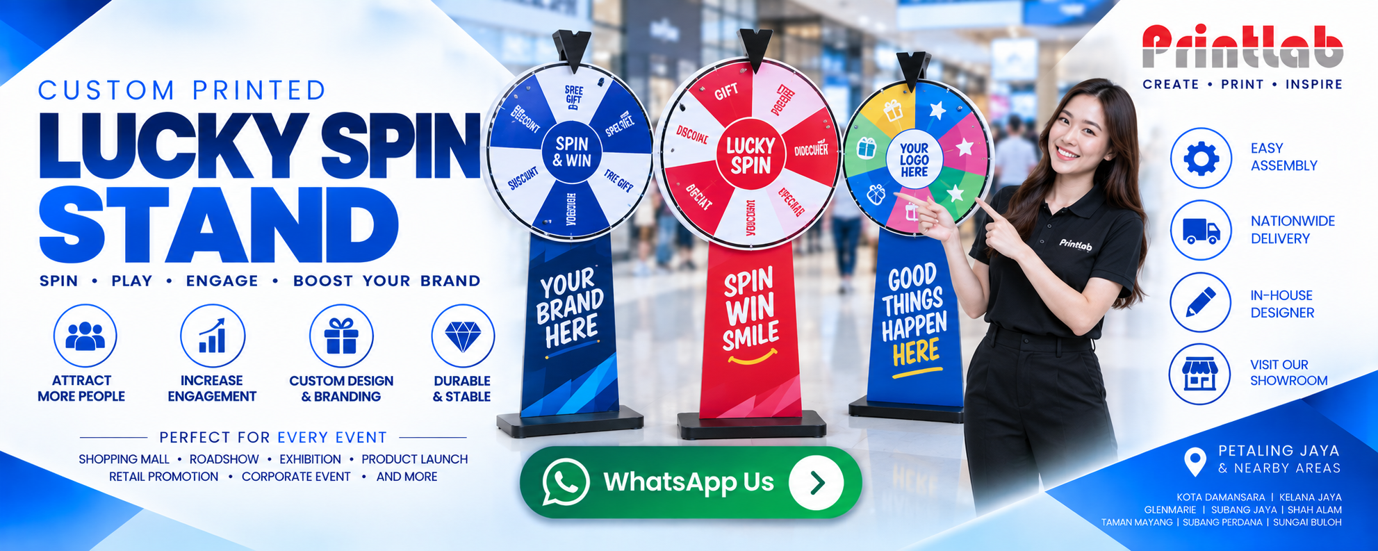 Custom Printed Lucky Spin Stand and Interactive Prize Wheel Display by Printlab Marketing Sdn Bhd Ara Damansara Petaling Jaya