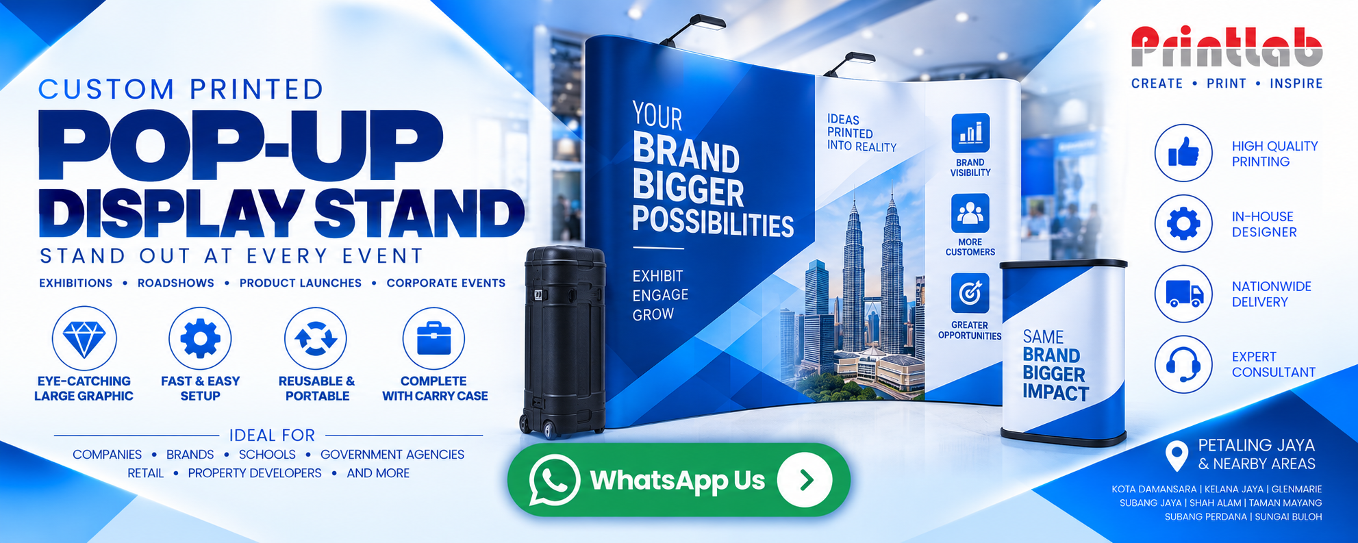 Custom Printed Pop Up Display Stand Backdrop and Hard Case Counter by Printlab Marketing Sdn Bhd Ara Damansara Petaling Jaya