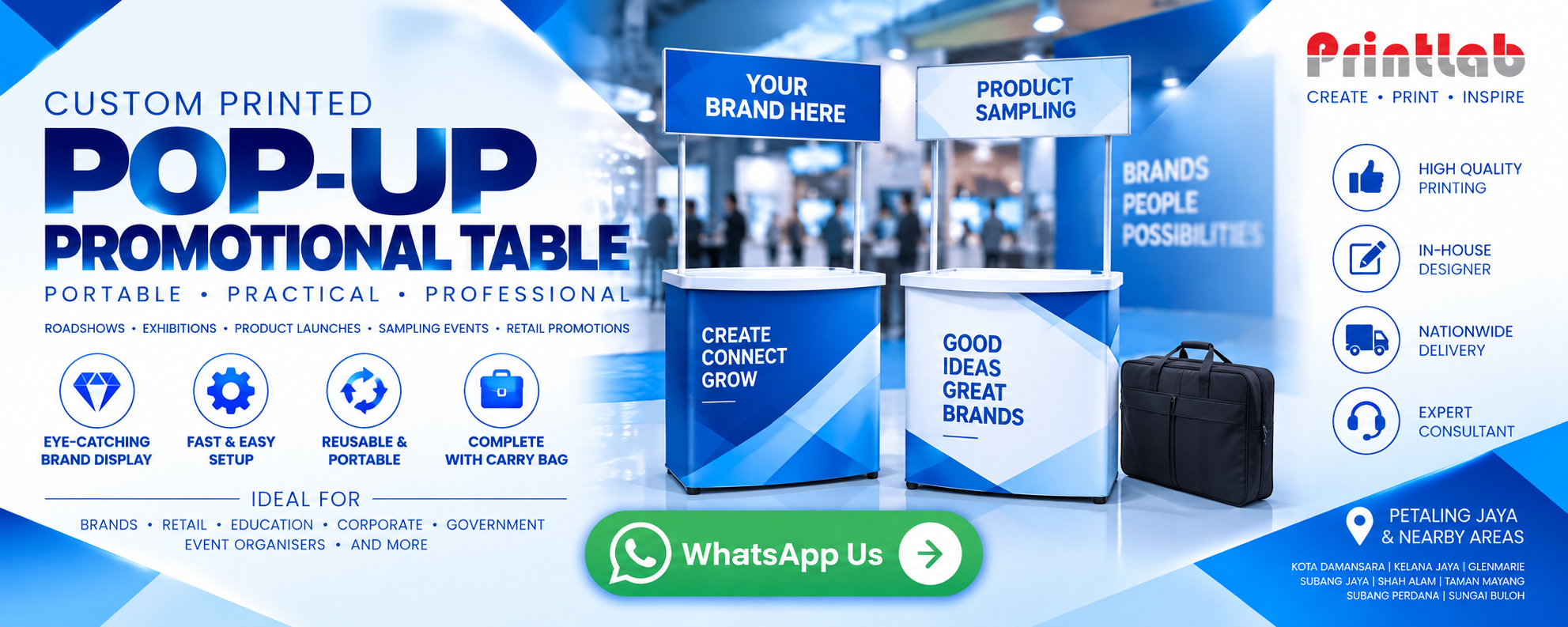Custom Printed Pop Up Promotional Table Exhibition Counter by Printlab Marketing Sdn Bhd Ara Damansara Petaling Jaya