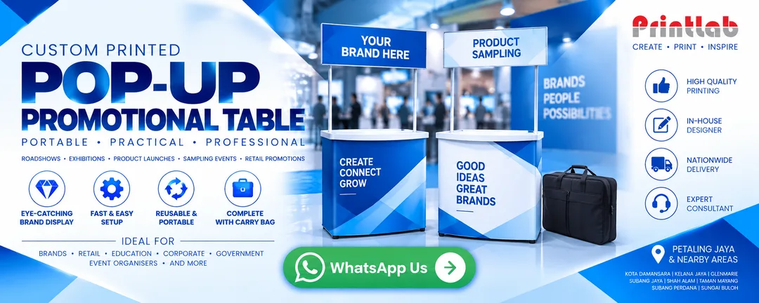 Custom Printed Pop Up Promotional Table Exhibition Counter by Printlab Marketing Sdn Bhd Ara Damansara Petaling Jaya