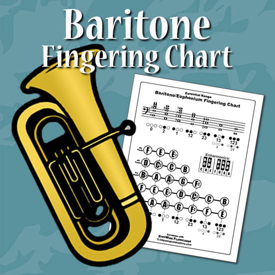 How to play baritone/euphonium notes and partials - fingering chart & flashcards