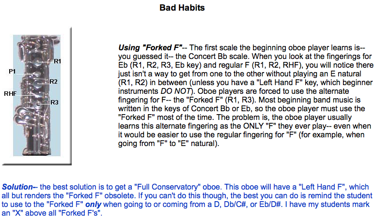 Oboe Fingering Tips and Bad Habits