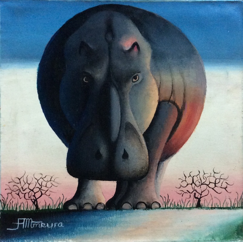 T25 Mkura 的河馬畫作，30x30cm
