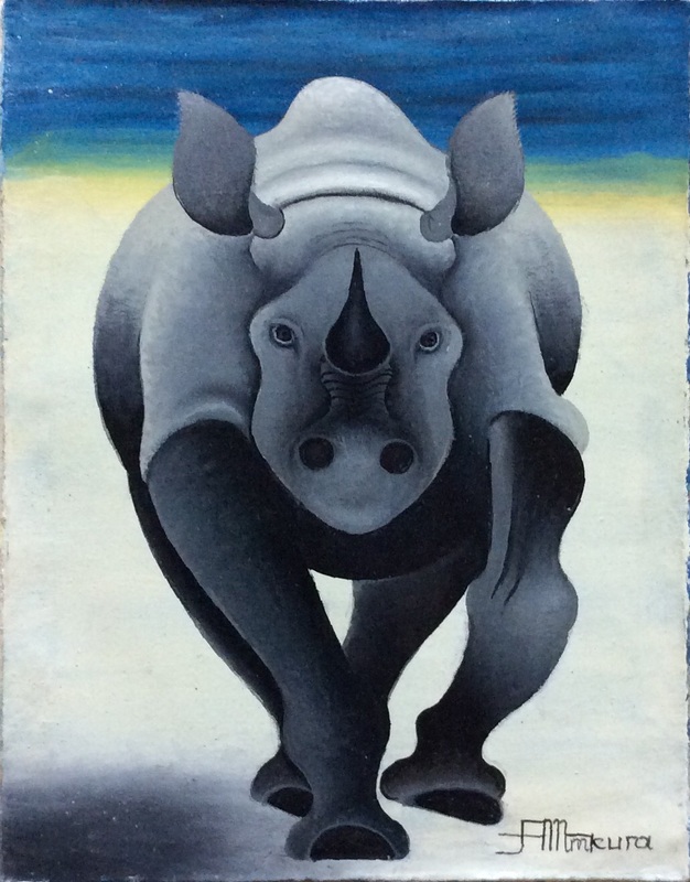 T27 Mkura 的犀牛畫作，30x30cm