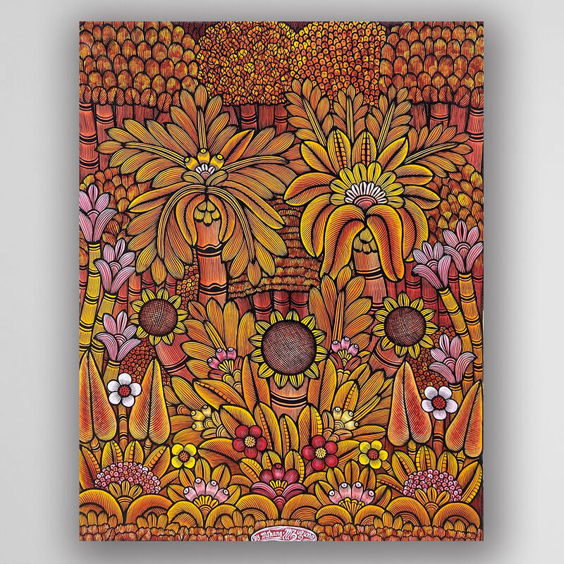 Tinga Tinga 畫家 Mshana Mzuguno 手繪《金色叢林》－凡卡藝廊坦尚尼亞原作