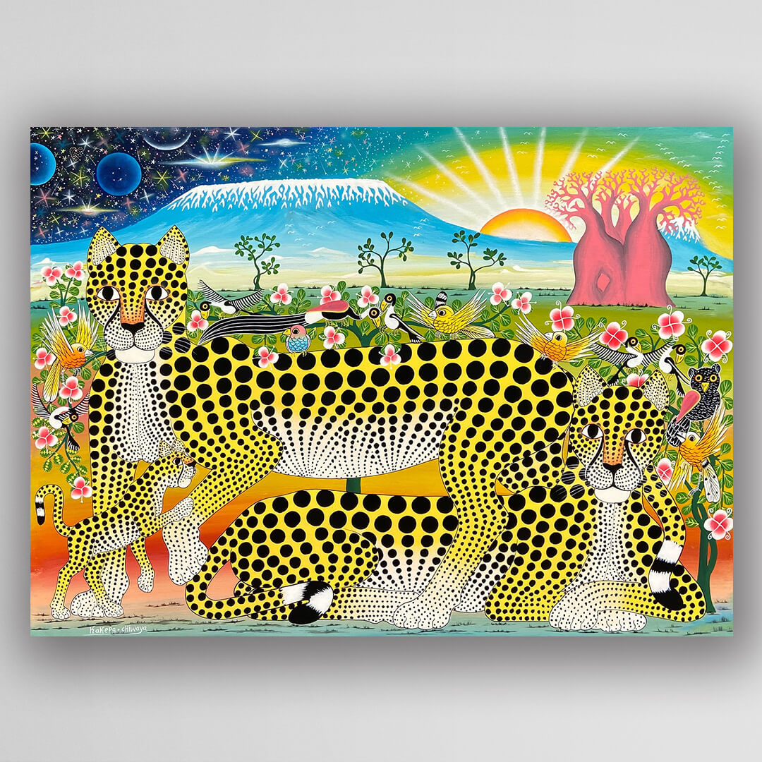 非洲藝術畫作《獵豹之家 V178》坦尚尼亞 tinga tinga 畫家 Kakepa 手繪 - 凡卡藝廊