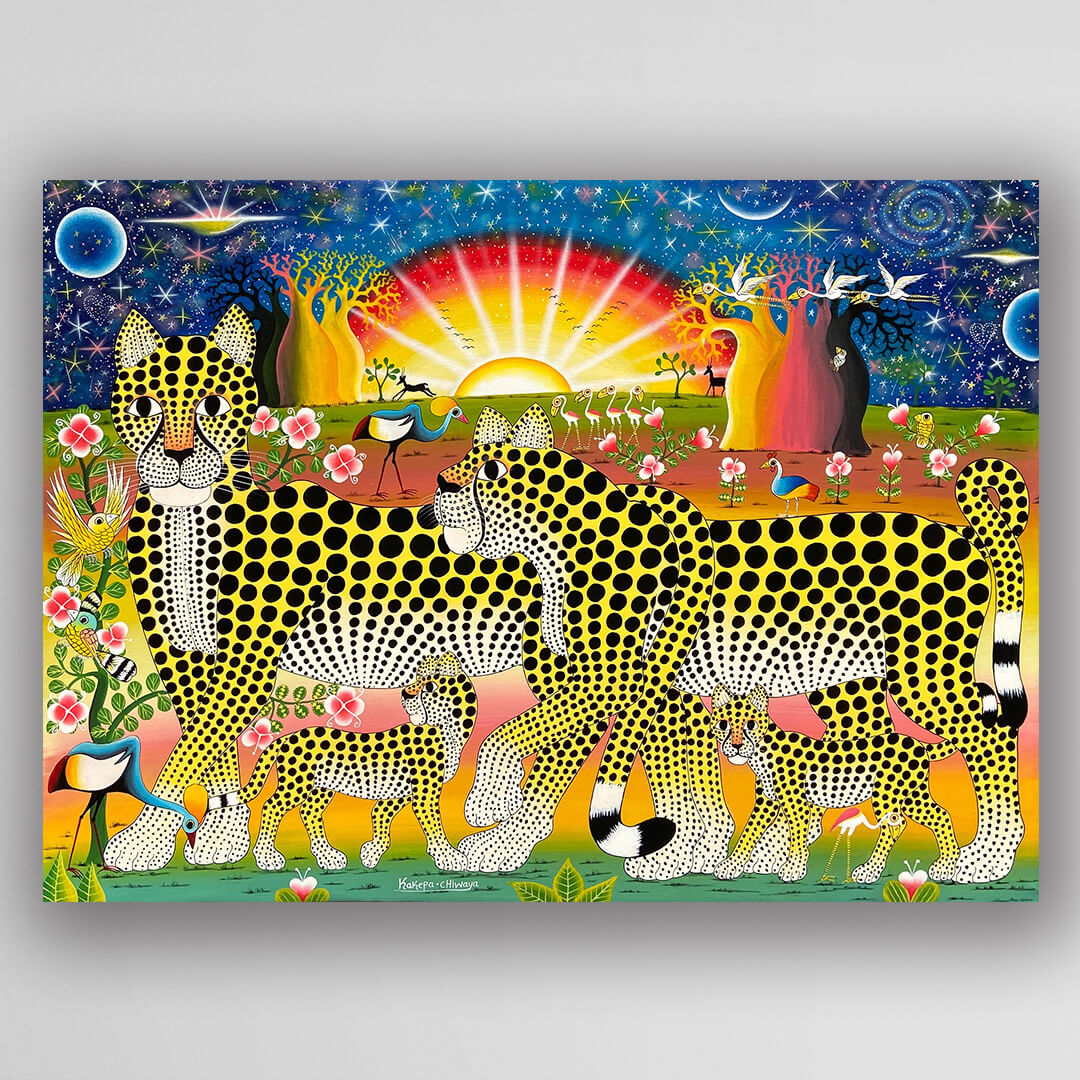 非洲藝術畫作《獵豹之家 V179》坦尚尼亞 tinga tinga 畫家 Kakepa 手繪 - 凡卡藝廊