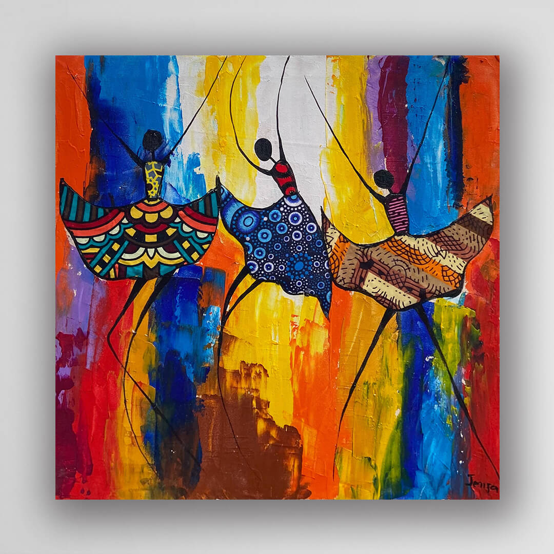 非洲藝術畫作《FEELING V330》坦尚尼亞畫家 Jenifa Kisanga 手繪 - 凡卡藝廊