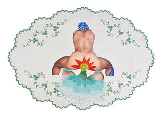 Self portrait, erotic art, gay sex, homoerotica, print, embroidery