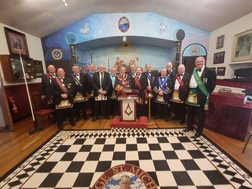 the mongrel's mark degree team, advanced two candidates, lodge st michael no. 246 on 22nd july 2023
