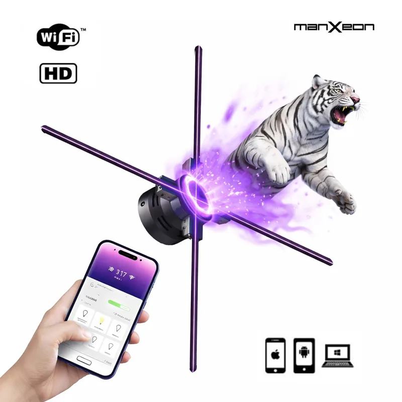 HD LED 3D Hologram Fan Display 4 Blades 65cm - IOS Android WiFi - MX-HFP65