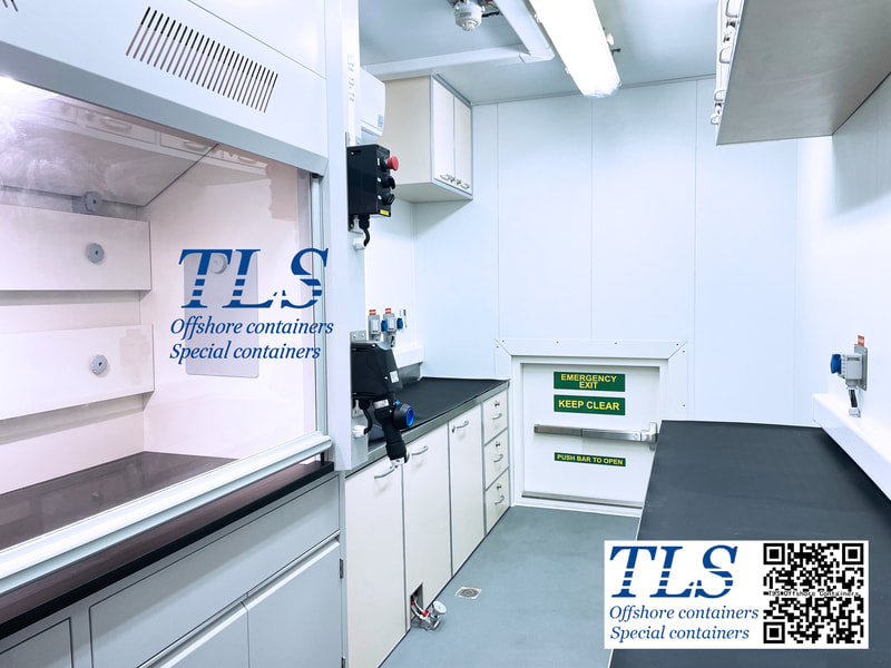 fume cupboard in pressurized shipping container