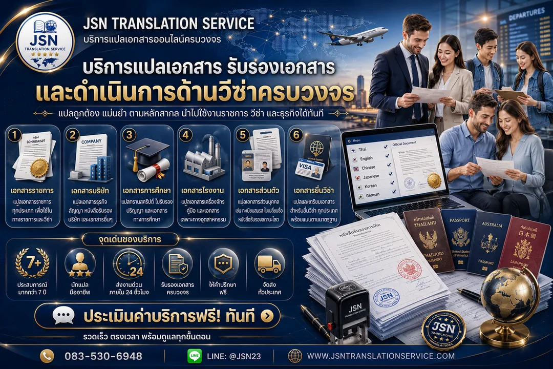 รับแปลเอกสาร พร้อมรับรองคำแปล โดยนักแปลมืออาชีพ | JSN Translation Service