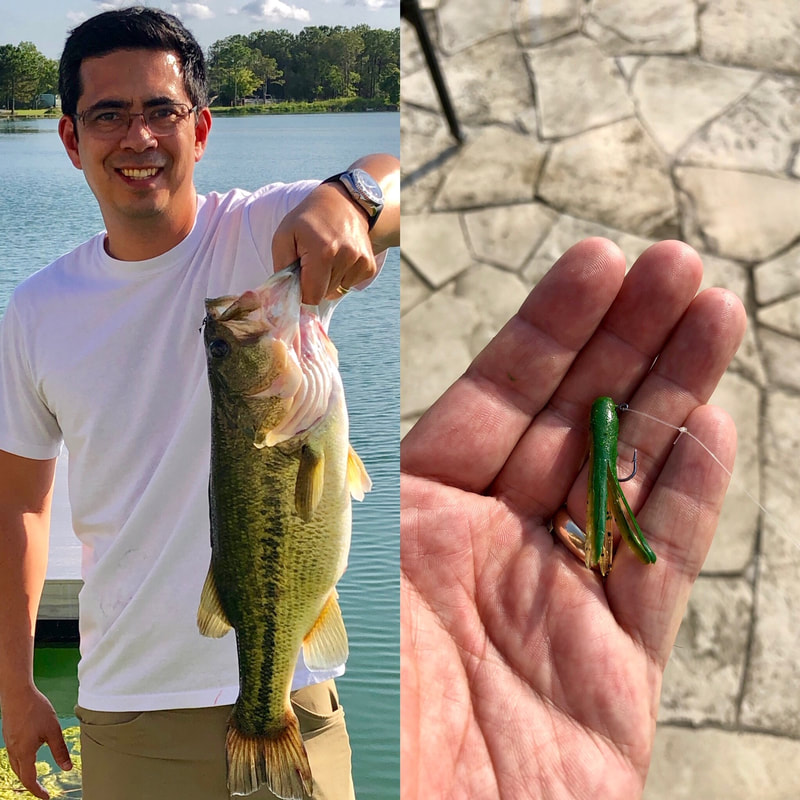 Big baits often get big bass, but when the bite gets tough and the water is clear I like to downsize.  I've caught countless bass, including this nice one here, on this tiny 1.5