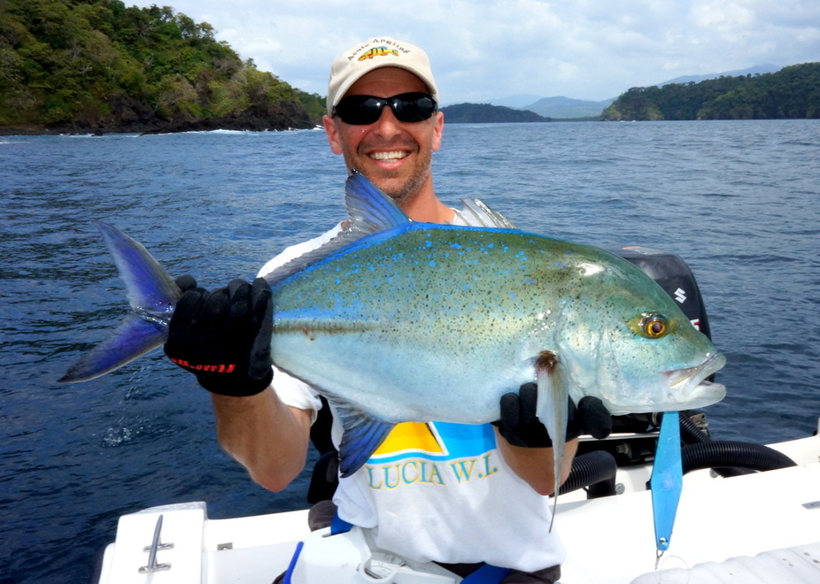 Bluefin Trevally caught on a surface iron jig at Cebaco Island, Panama