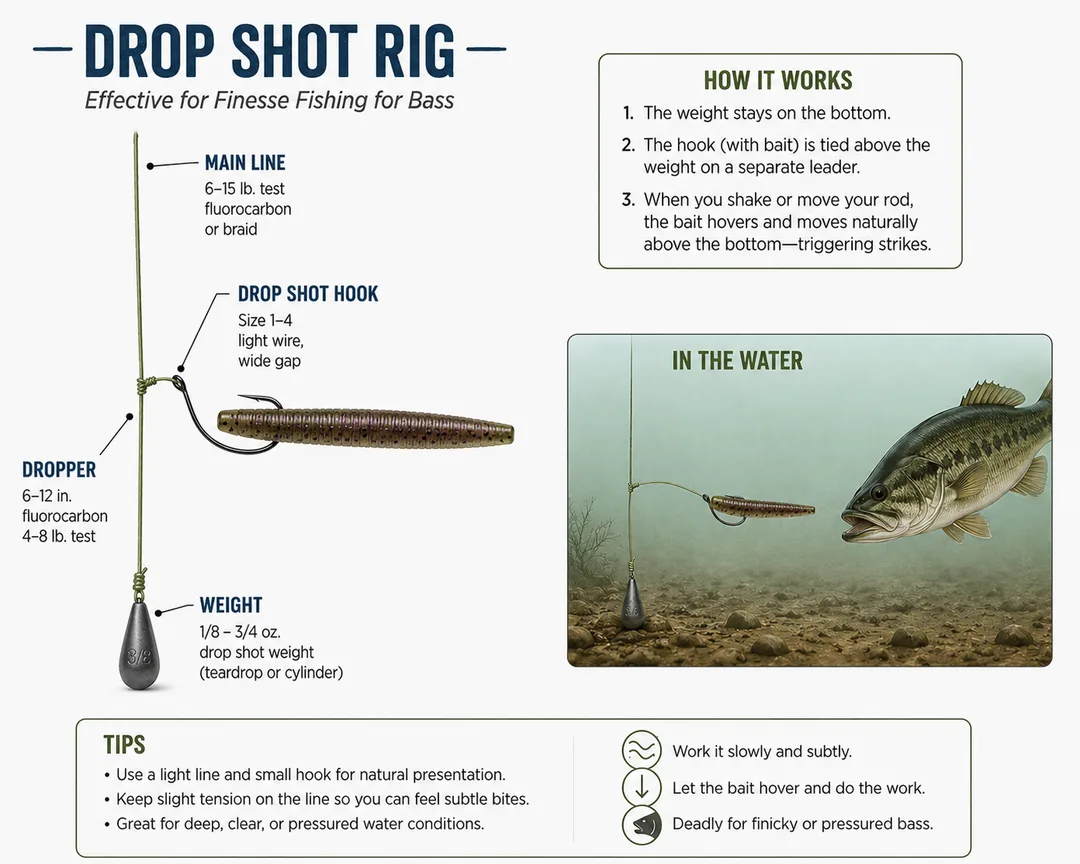 Drop shot illustration for bass