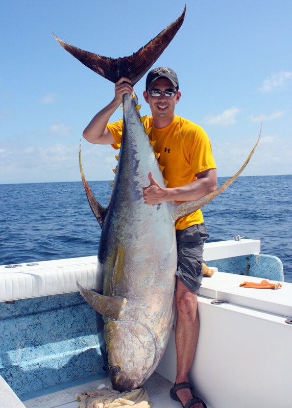 The author with a 270lb Yellowfin Tuna caught in Puerto Vallarta, Mexico fishing on a panga