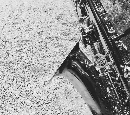 Close up of saxophone in black and white. Essex Saxophonist for Hire.