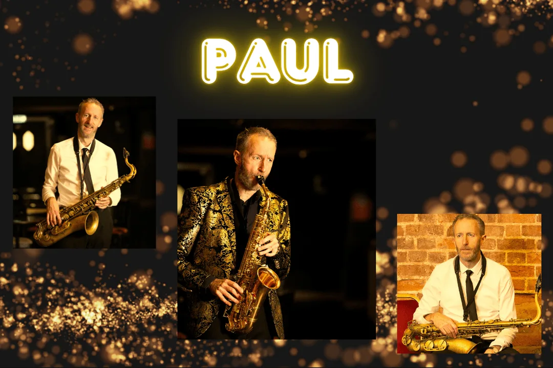 Collage of Paula the Saxophonist available for hire at Essex Saxophonist for Hire.