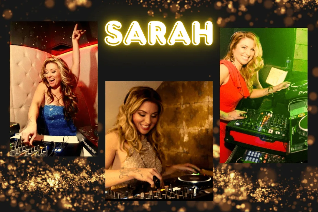 Collage DJ Sarah available for hire. Essex Saxophonist for Hire