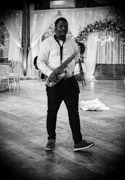 Temi the Saxophonist playing at a 21st birthday party in Uxbridge, West London_ Saxophonist for HIre