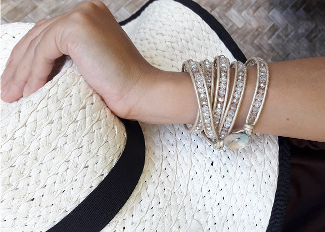 Crystals White Mix Wrap Bracelet