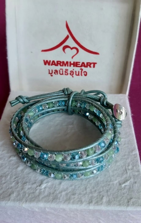 Aqua Mix Crystal and Cats Eye Wrap Bracelet