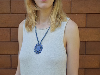 Macrame Necklace Lapiz Blue