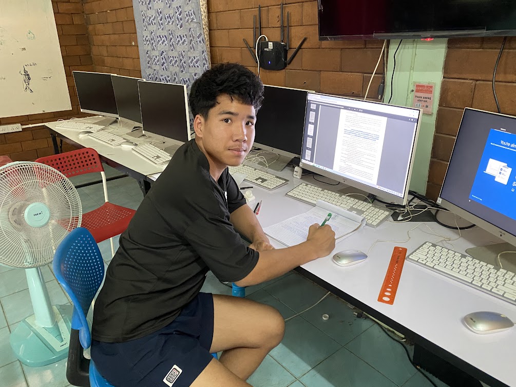 One of our children taking advantage of our computers in the computer labPicture