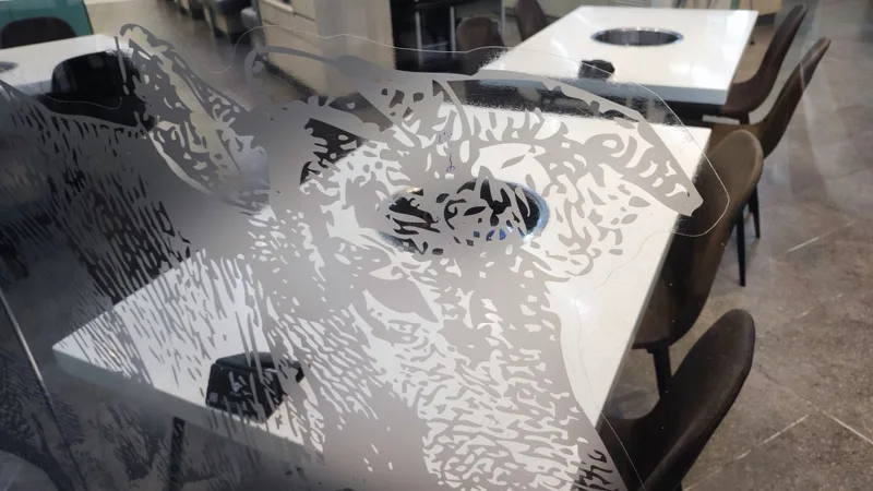 Steamboat Glass Sticker, Fake Frosted Effect Print on Normal Clear Sticker In KL Malaysia