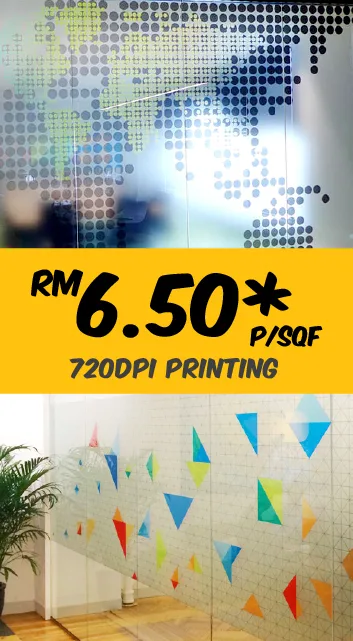 Graphic Printed Frosted Glass Sticker Printing in KL Malaysia