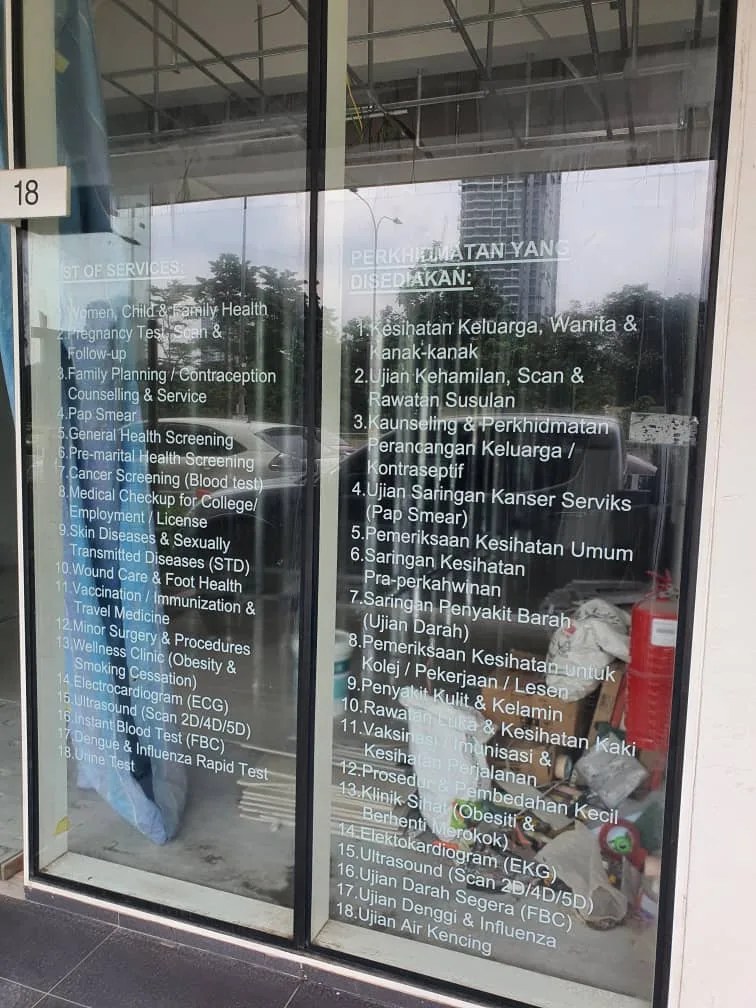 White Uv Printed on Clear Sticker - clinic services list sticker