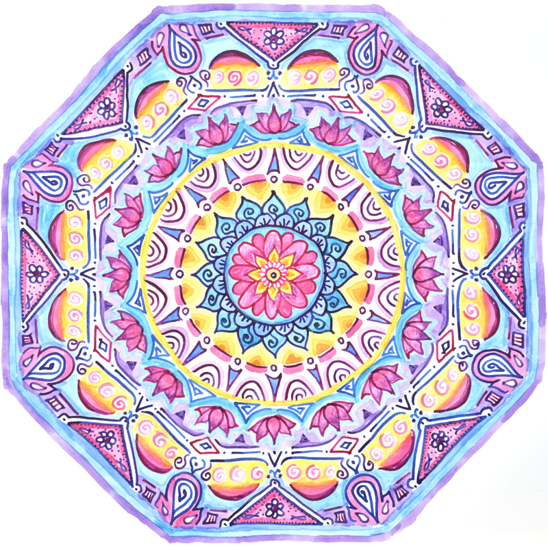 pen and ink lotus daisy hand drawn mandala