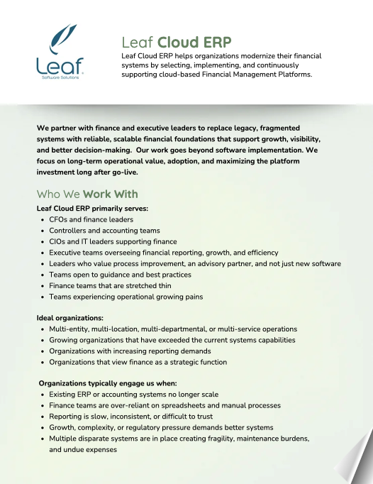 Leaf Cloud ERP - Sell Sheet