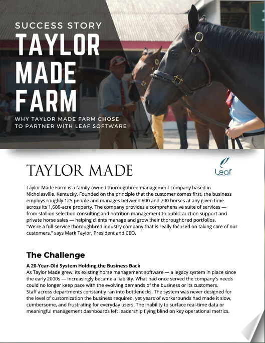 Taylor Made Farm Success Story