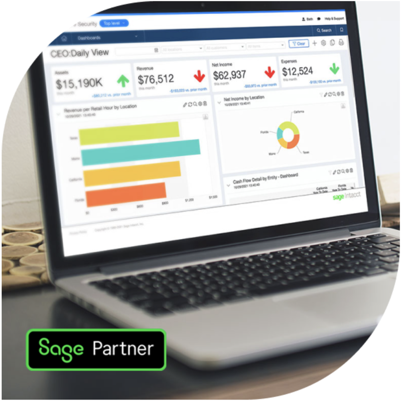 Sage Intacct Dashboard example