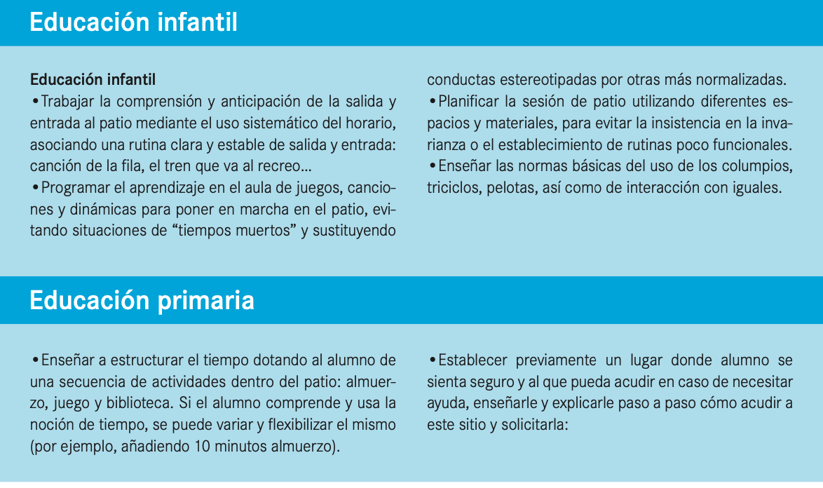 Intervención durante los recreos - TEA