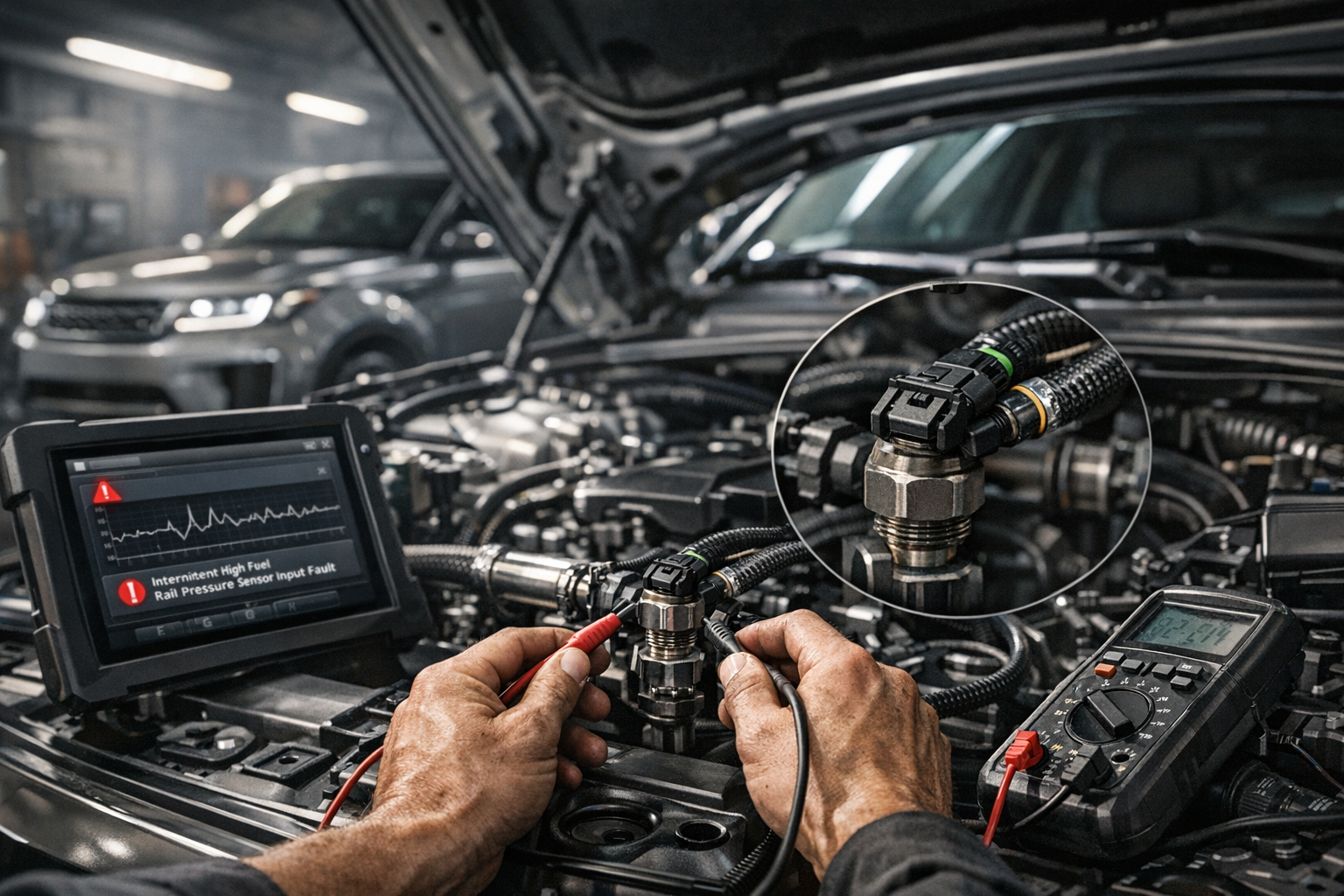 Land Rover Stalling at Low Speed? An Intermittent High Fuel Rail Pressure Sensor Fault Could Be the Cause

