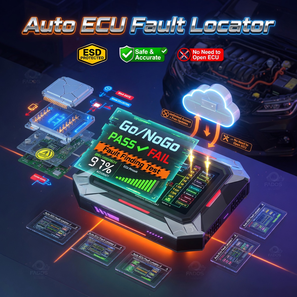 ECU Fault Locator tool for safe Go/NoGo PASS/FAIL car ECU diagnosis without opening