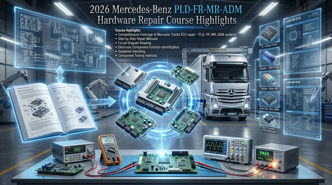 Mercedes PLD ECU hardware close-up for truck engine control unit repair training