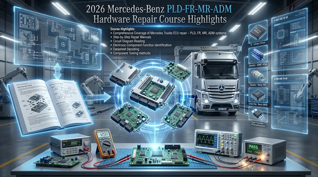 Mercedes PLD ECU hardware close-up for truck engine control unit repair training